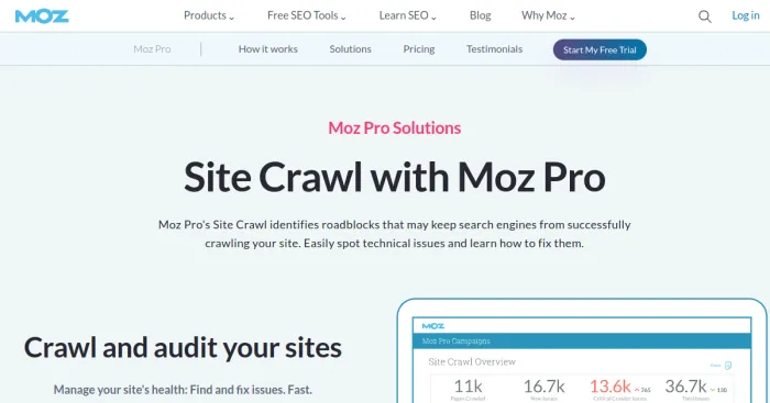 Moz Pro Site Crawl