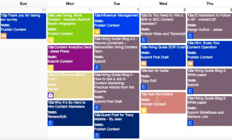 Content calendar and production for marketing teams