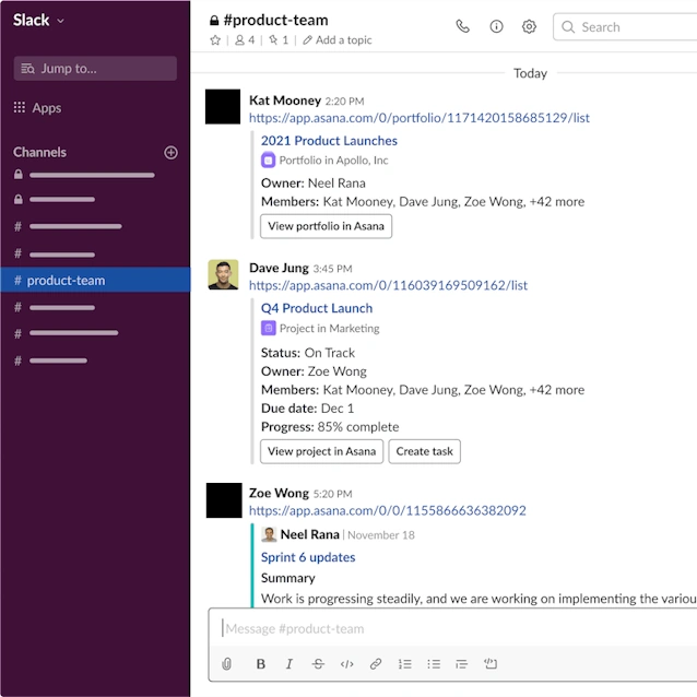Slack and email support for marketing teams