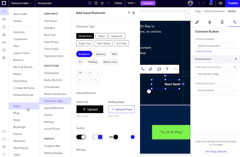 Publishing interface showing CMS upload and edit