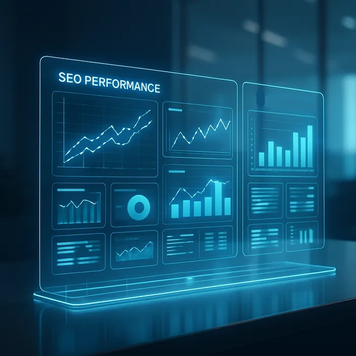 Monthly SEO performance report on tablet screen