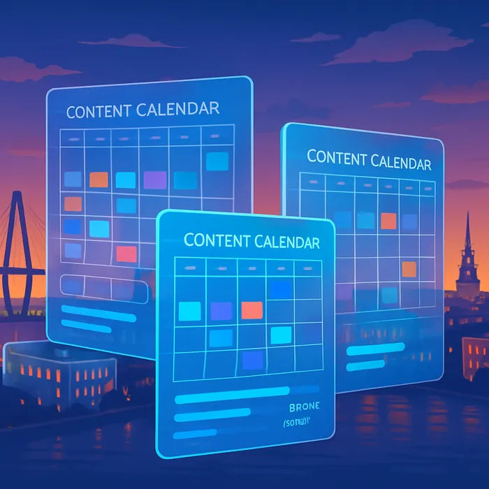 Content calendar showing blog publishing schedule for SEO firm