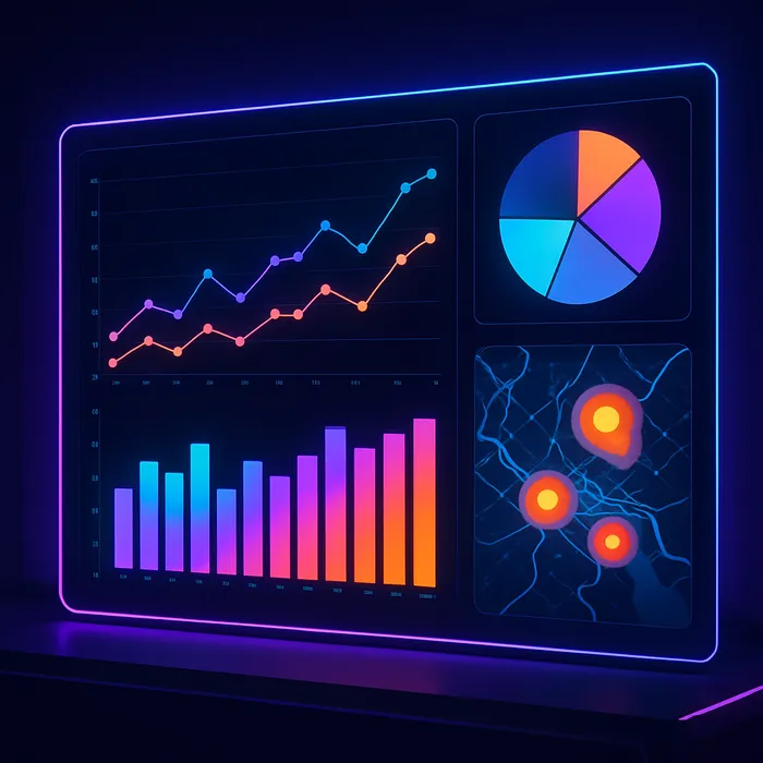 Monthly SEO performance report dashboard showing graphs and stats