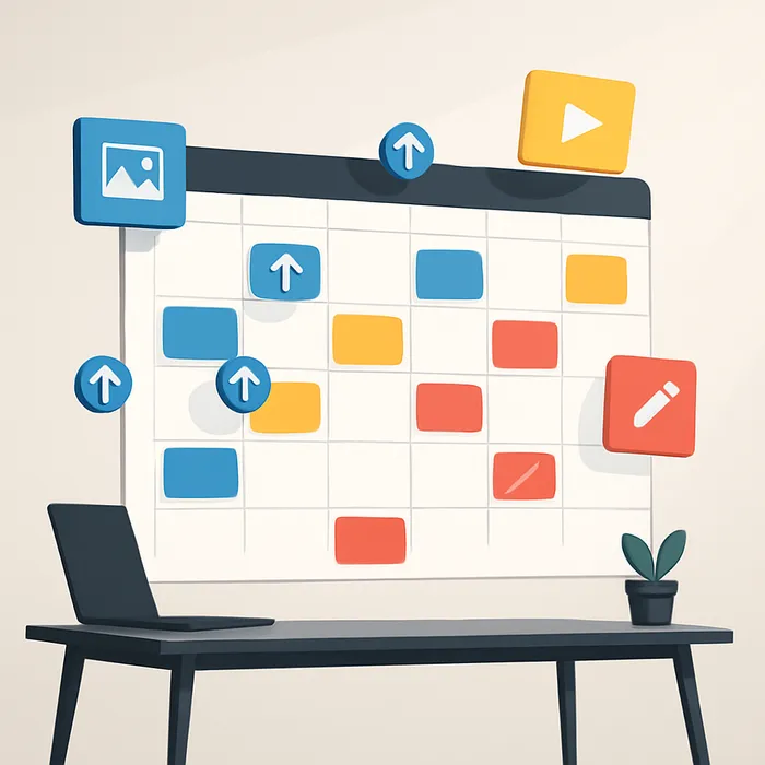 Team collaborating over content calendar