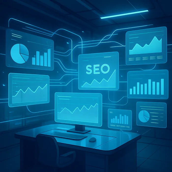 SEO analyst examining data charts