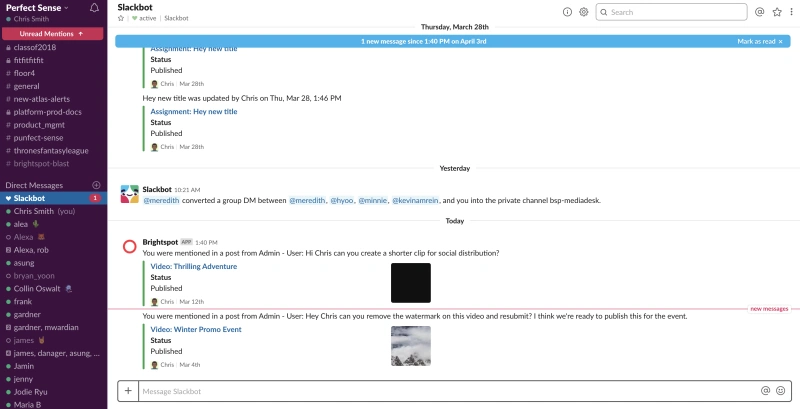 CMS content publishing and slack support