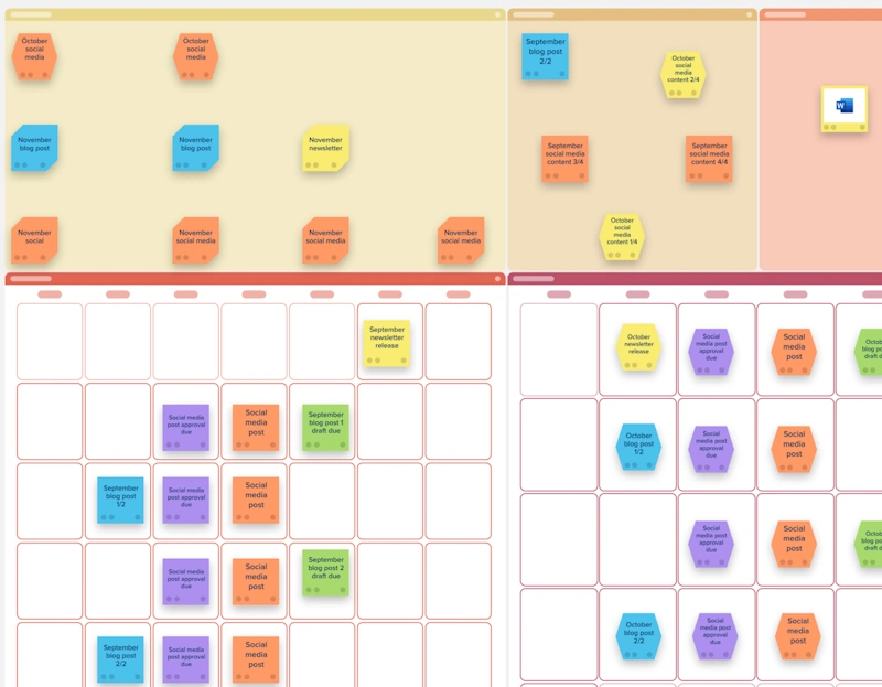 Strategic content calendar with construction topics scheduled