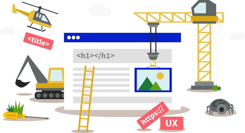 On-page SEO checklist on construction website screen