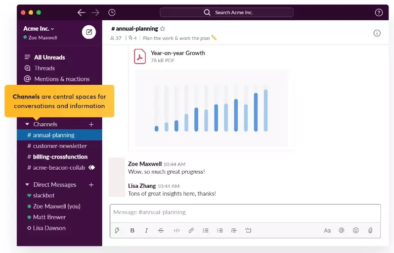 Content team collaborating through Slack and email support channels
