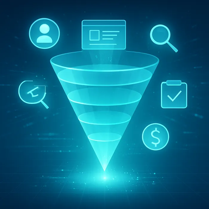 Complete SEO content funnel illustration
