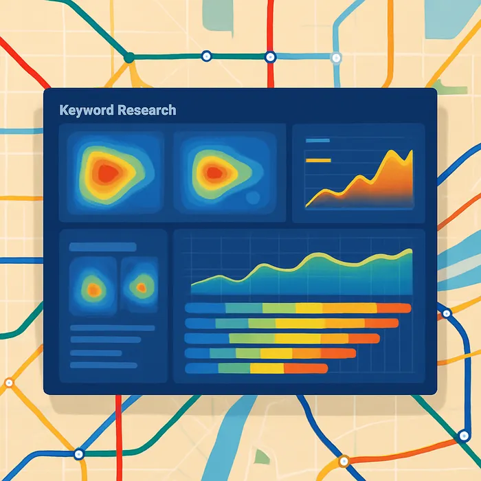 Keyword research visualization on screen