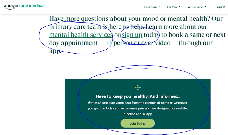 Optimized healthcare web pages on laptop screen