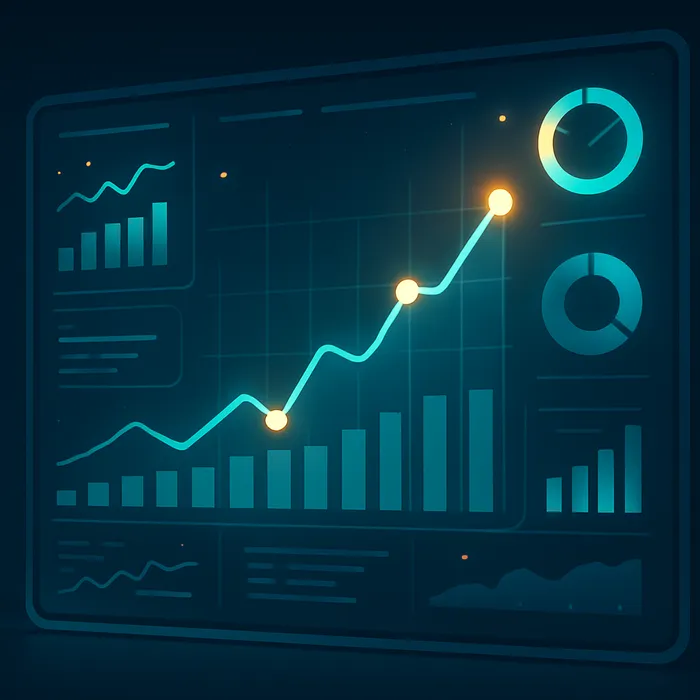 Marketing team reviewing monthly SEO performance report from AtOnce on computer