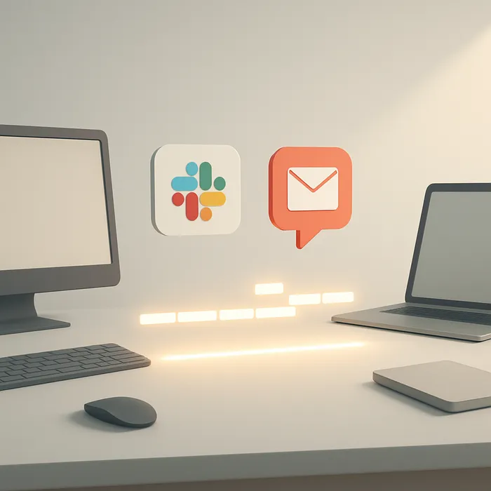 Marketing leader chatting with AtOnce SEO expert on Slack about content publishing and support