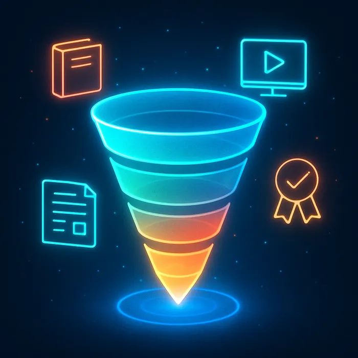 Marketing dashboard showing lead funnel from content