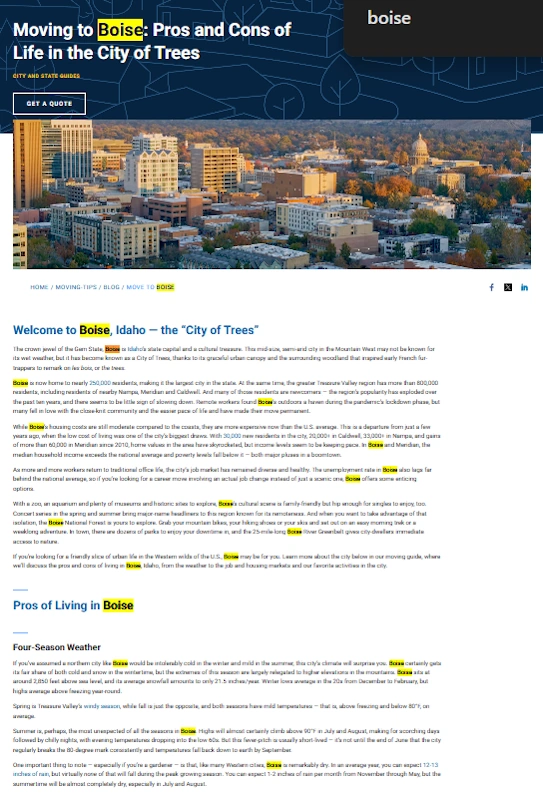 Keyword research targeting movers' search queries