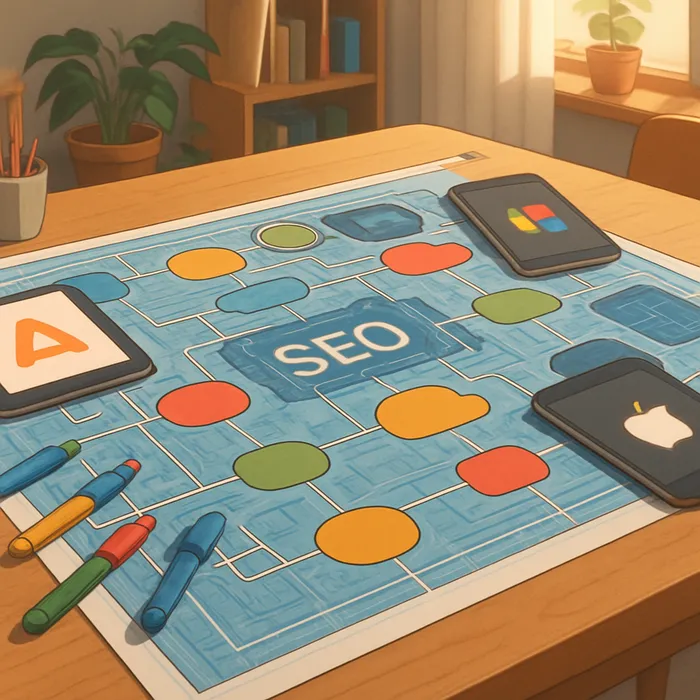 Strategy chart showing SEO performance improvement
