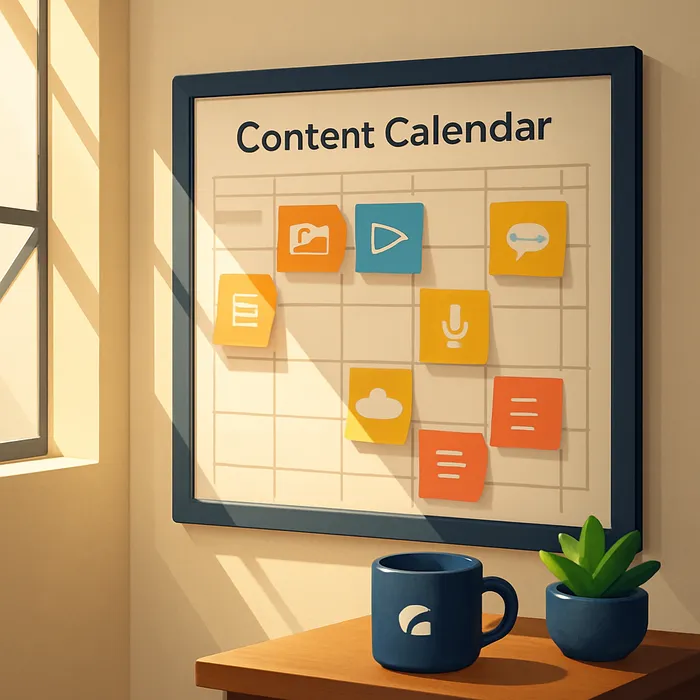 Content calendar planning on a laptop screen