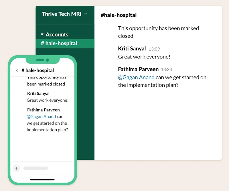 Slack support chat with pharma marketing team