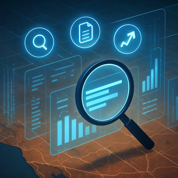 Keyword research and analysis on computer screen