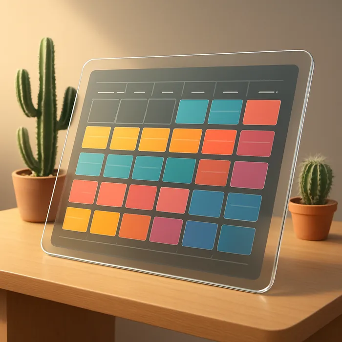Content calendar planning with team using sticky notes and laptop