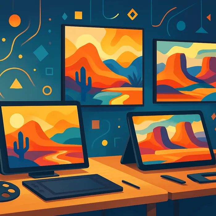 Custom illustrated images for blog article on laptop screen