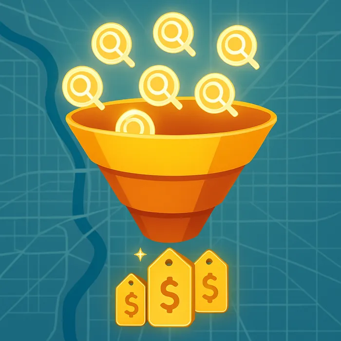 Example SEO content funnel from blog readers to sales