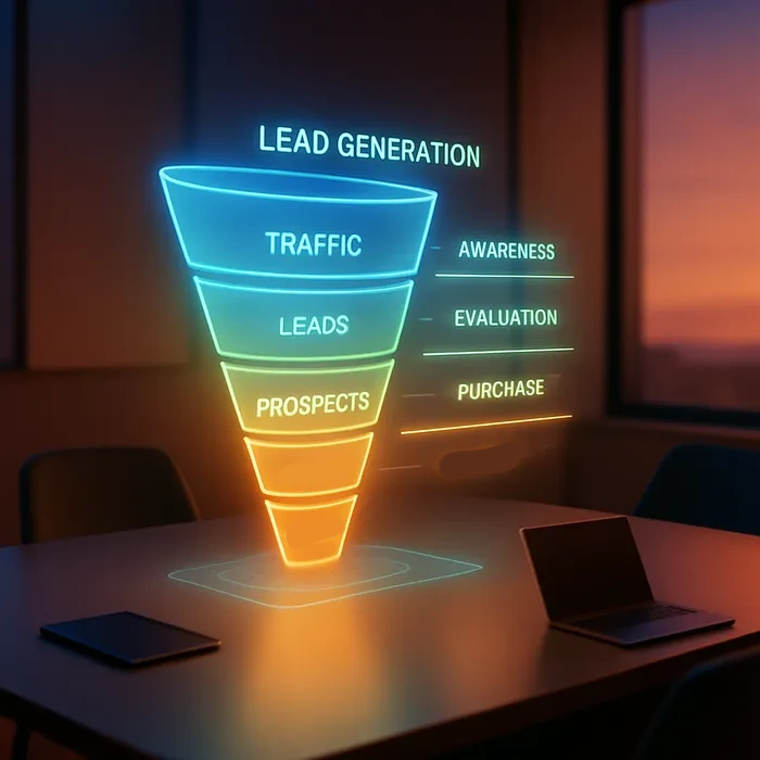 Content strategy document with funnel diagram