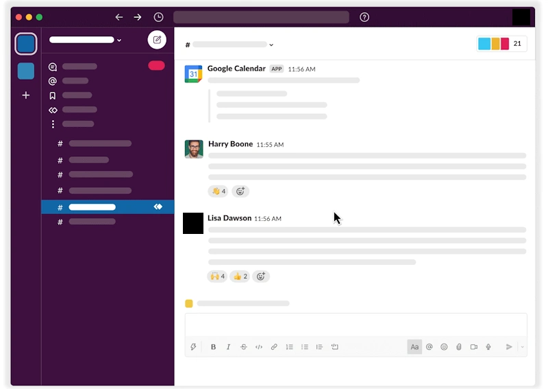 Slack Communication Screen