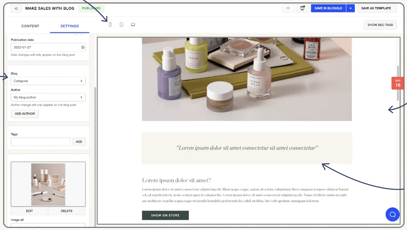 Shopify blog content creation and original images