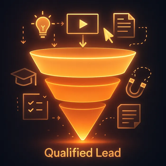 Illustration video showing content funnel process