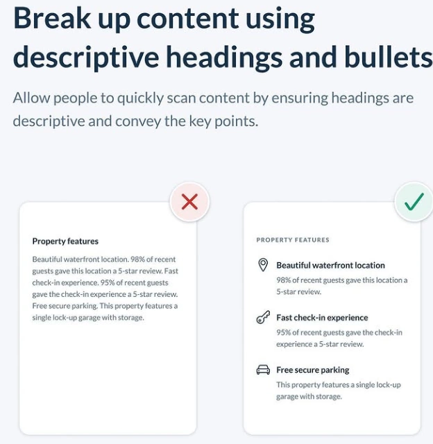 Break Text with Headings