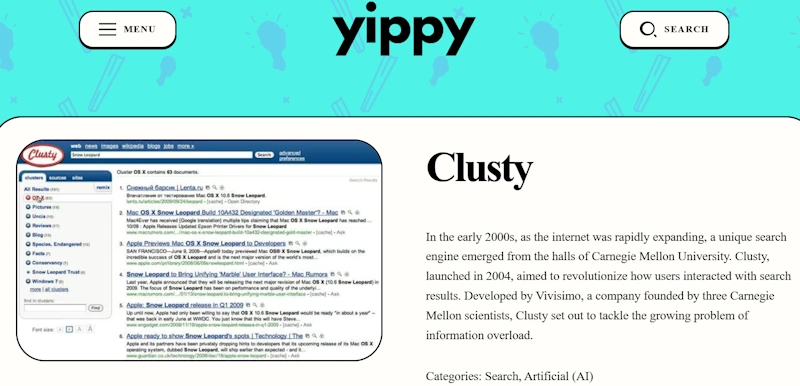 Clusty: The Category King